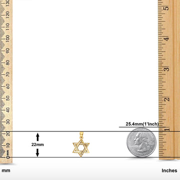 Real 14K Yellow Gold Star of David Charm Pendant 1.2grams 19mmX18mm
